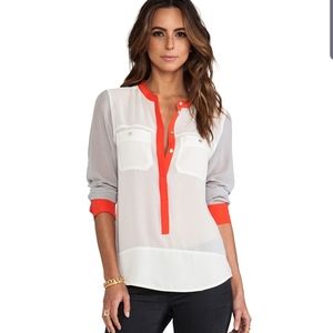 EUC Sanctuary Colorblock Cafe Blouse Crema/multi S